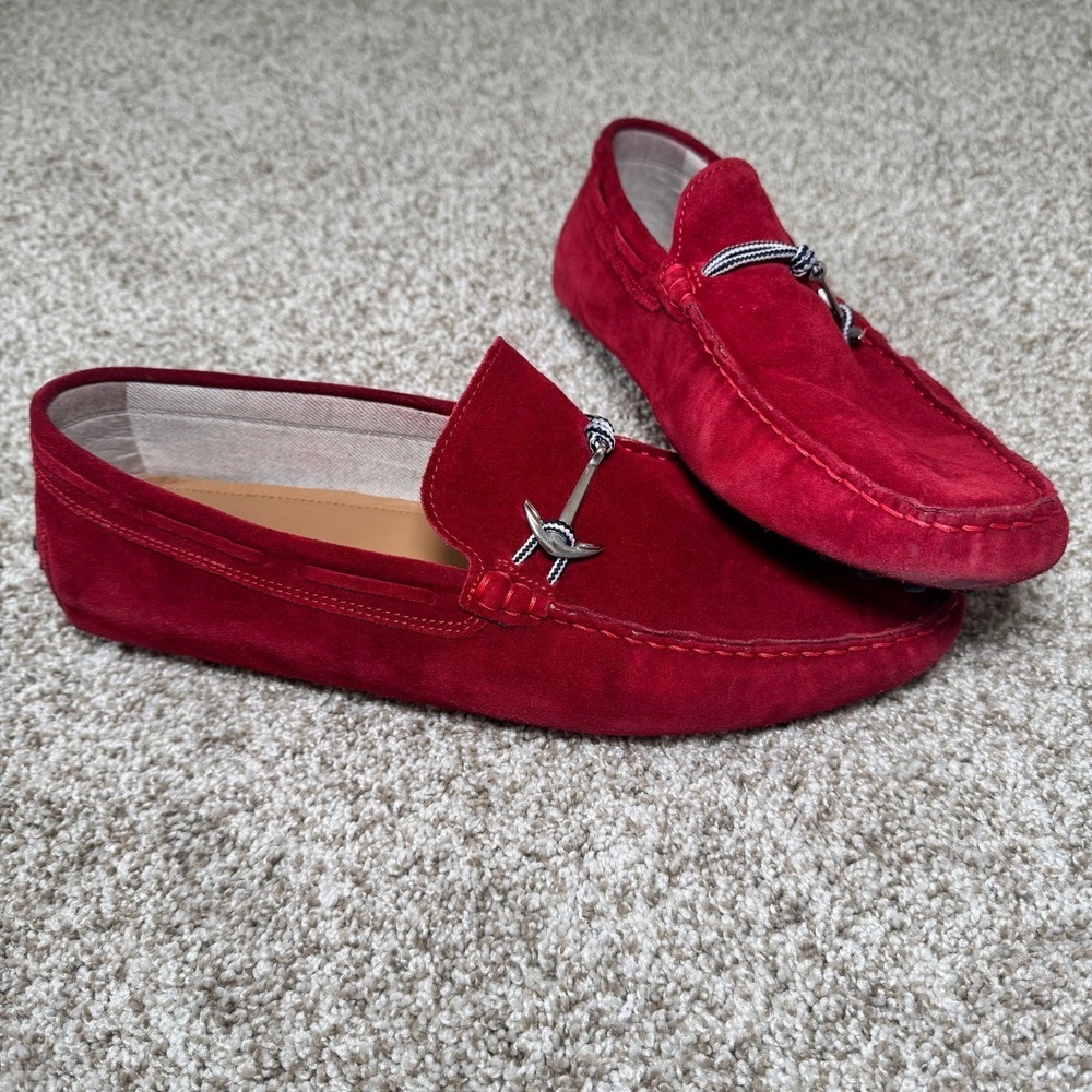 Aldo‎ Mens Red Suede Driving Loafers Anchor Bit Slip On Shoes Size 10 US 43 EUR - Picture 2 of 12